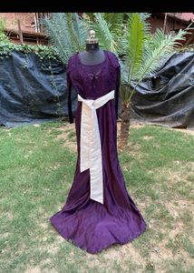 Elegant Purple Lace &amp; Satin Gown