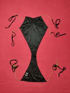 Black Gold Chain Monokini | Backless Bodysuit&#34;