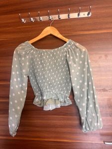 Sage Green Polka Dot Crop Top