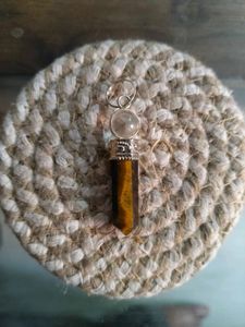 TIGEREYE GEMSTONE CRYSTAL PENCIL PENDANT