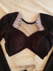 Back Open Customisrd Velvet Blouse