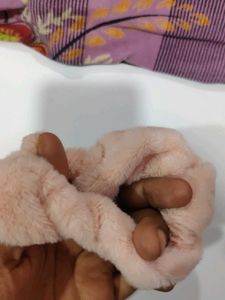 Fuzzy Blush Scrunchie