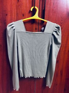 Puff Shoulder Crop Top Mint Condition