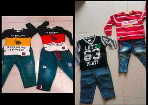 Combo Of 4 Branded Denim Tshirt Set