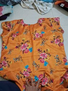 Orange Floral Kurta Set