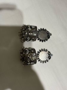 Statement Silver Jhumka Earrings