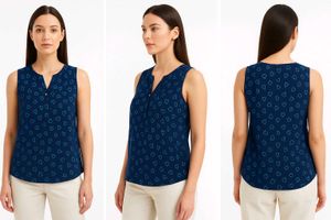 Blue Heart Print Top