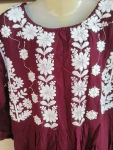 Maroon Embroidered Kurta Dress