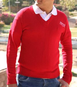 V Neck Red Sweater