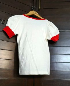 Girl Off White Cotton Top For 8 To 10 Yrs