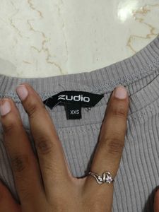Cute Grey Ribbed Top