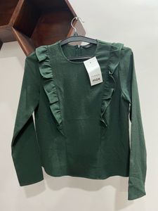Green Ruffle Top
