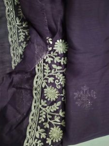 Purple saree with emrodary work