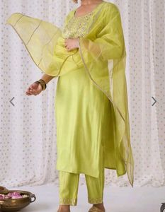 Embroidery Salwar Suit Set (Neon Green)