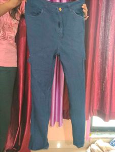Dark Blue Denim Flared Jeans