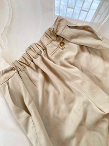 Beige Wide Leg Pants