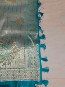 Festive Wear Sea Green Shalu Saree With Blouse
