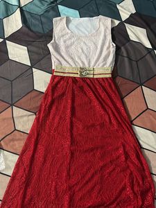 White Red Dress Length 45