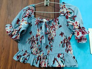 Floral Smocked Crop Top