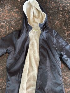 Fleece lined Black Hooded Jacket