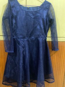 Navy Blue Mesh Dress