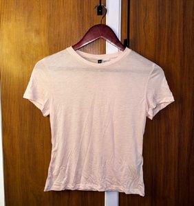 H&M Sheer Baby Pink Fitted Tee