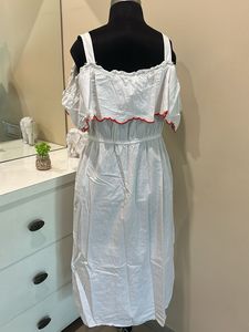 White Off-Shoulder Embroidered Dress