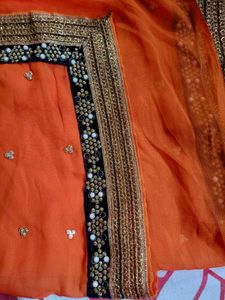 Beautiful Orange Super Soft Chiffon Saree