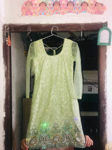 Beautiful Kurti Net Sleeves With Stone Work