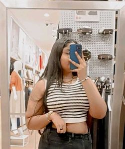 Beige And Black Crop Top