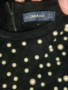 Zara Black Pearl Embellished Dress