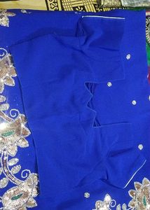 New Saree Royal Blue Embroidered Sare With Blouse