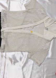Vintage Black Pencil Skirt and Lace Top Set