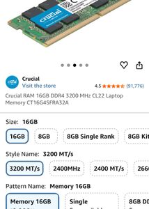 Crucial 16GB DDR4 RAM 3200mhz
