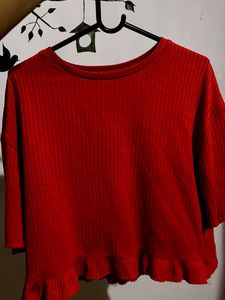 Red Ruffled Top