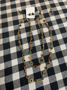 beautiful multi colour chain with 3 ear tops