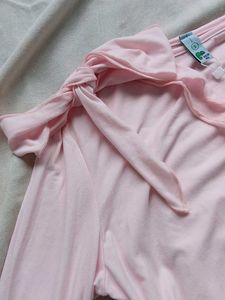 Pink Tie-Shoulder Top