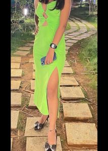 Green Color Cris Cross Dress From H&amp;M