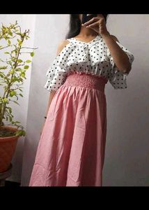 Polka Dot Top Pink Maxi Dress
