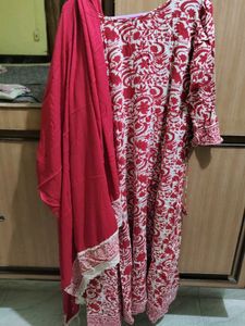 Red Printed Kurta Set