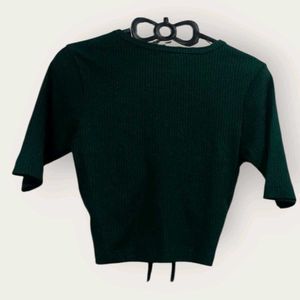 Zudio Green Ruched Crop Top