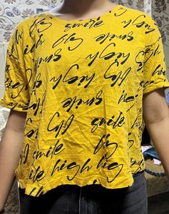 Yellow womens crop top