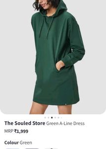 Hoodie Dress: Olive Green