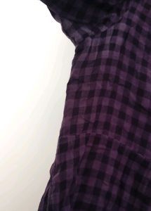 Purple Plaid Roll Tab Sleeve Tunic
