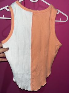 YUPU Ribbed Two-Tone Sleeveless Crop Top