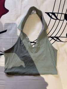 Backless Collar Crop Top