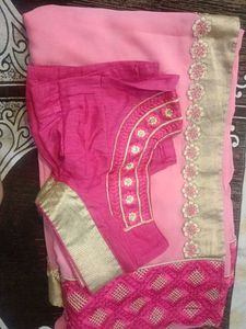 Pink Saree with Blouse