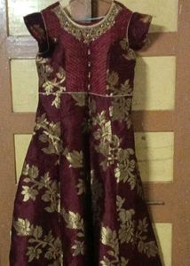 Maroon & Gold Embroidered Dress