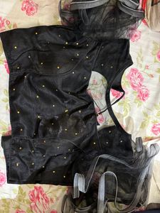 Fancy Sleeve Black Blouse