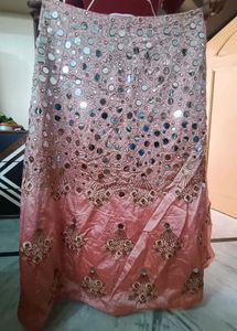Mirror Work Unstitched Lehenga Choli & Dupatta